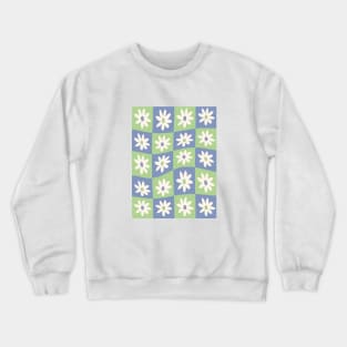 Abstract flowers art, Checkered pattern, Flower market, Indie, Cottagecore decor, Cute floral art, Fun art, Retro Crewneck Sweatshirt